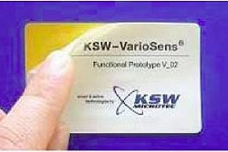 KSW's credit card-sized RFID tag/temperature sensor will be available this year.