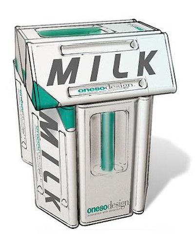 [Caption for Milk_2] A 360 (degree symbol) Milk Pack effectively fits into any retail shelf/bin/case environment, regardless of