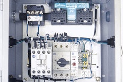 Zone control boxes like this one eliminate pneumatic clutches and chains on the zero-pressure pallet accumulation conveyor.