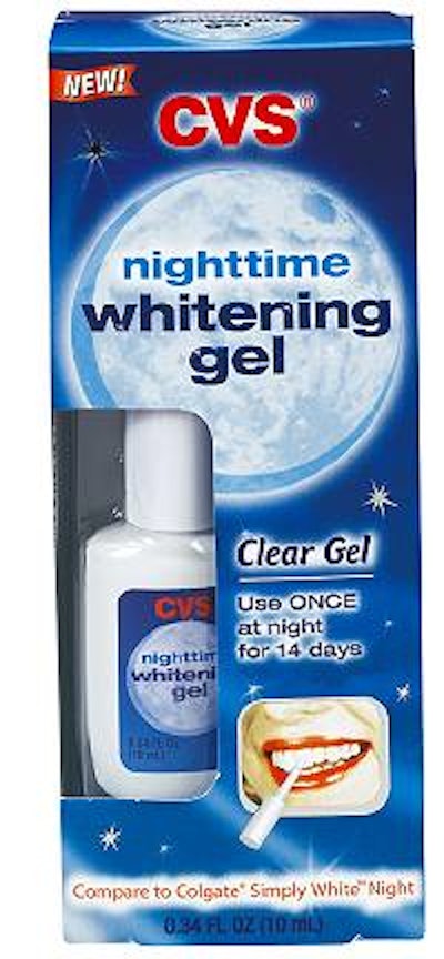 This new container of whitening gel is typical of the private-label packaging makeover under way at CVS Pharmacy. Within this ma
