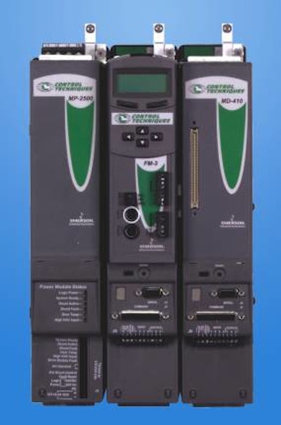 Shown above are one of its power modules (left) and two servo drives; one drive has an FM control module attached.
