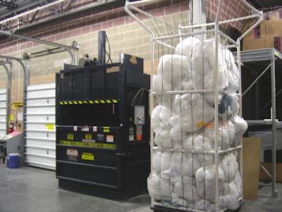 Beach-ball bins have proven to be the perfect place to collect plastic bags in the backroom.