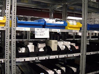 On-shelf storage of bins at CCI: Item-level RFID from bin contents will be associated with bar code identification of storage lo