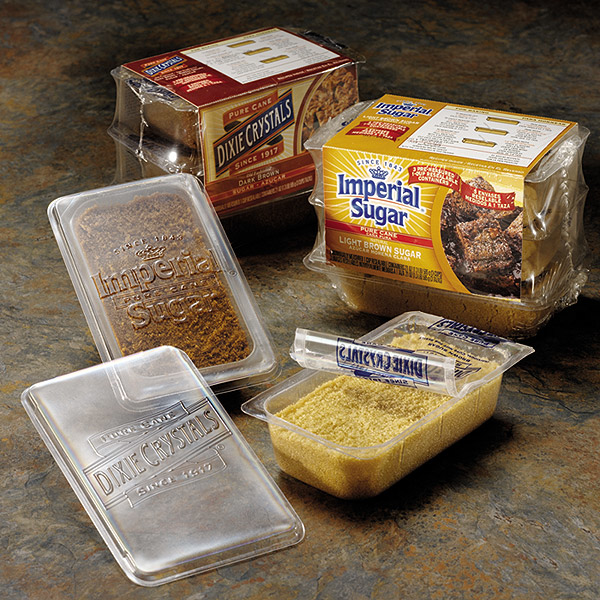 The primary package is a thermoform 15 1/4 8' deep with flexible-film lidding heat-sealed to the flange. Three packs are combine