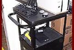 Each cart includes bar code and RFID readers, computer, monitor, printer-encoder, and power supply.
