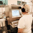 An operator checks the master recipe on the InTouch cheese Make Sheet screen for cooking a milk batch.