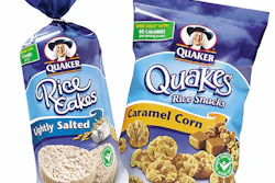 Violators (upper left) on these packages from Frito-Lay show the calorie content for these Quaker products.
