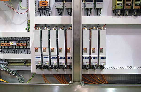 The servo drives and MKD washdown servo motors are part of a control system.