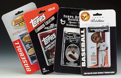 The first four lines of Topps' cards to move to the new package are these baseball card brands.