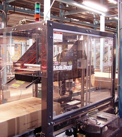 Three of these box-taping machines now permit Liz Claiborne's Mt. Pocono distribution center to improve its throughput of mercha