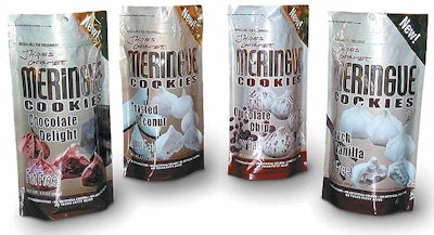 Metallized, multilayer film gives Miss Meringue cookie pouches striking impact on shelf while delivering barrier properties that
