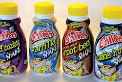 The dynamic graphics on shrink labels help Galliker Dairy position 'Shake' product as a treat rather than traditional milk.