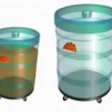 The plastic 'Klear Keg, ' wheeled for safety and convenience, also offers a mounted cup dispenser, and measurement scales for f