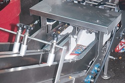 As filled and sealed bags are discharged from the bottom of the vf/f/s machine, a photoeye counts each bag. When the programmed