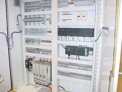 With servo drives, Profibus, SERCOS, and more, the main control cabinets are fully loaded with everything but point-to-point wir