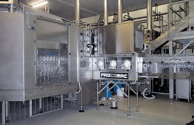 Tropicana Europe's new plant in Zeebrugge, Belgium, houses this new aseptic PET bottling line. Bottles are sterilized, rinsed (a