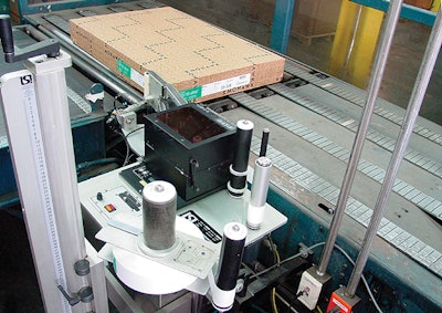 The combination of thermal-transfer print engine and pressure-sensitive label applicator now applies labels to corrugated cases