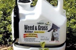 Gro-Tec's new pressure tank for Wal-Mart's Eliminator Grass and Weed Killer combines the features of a pump sprayer and a handy