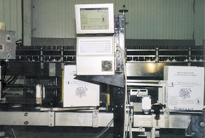 An on-line ink-jet printer (above) has allowed Les Vins Skalli to save considerably by switching out of preprinted pressure-sens