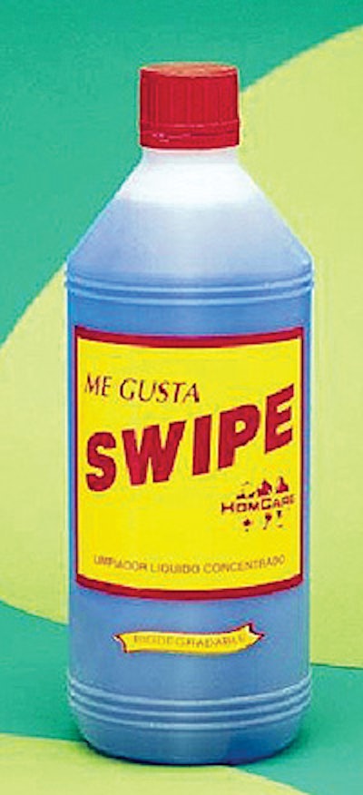 Homcare de Mexico uses this induction-sealing system to seal a foil inner liner to the finish of its bottles of Swipe cleaning l