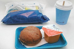 A new molded pulp tray is now used for serving food aboard flights of Finnair. The trays are being recycled as part of a pilot p
