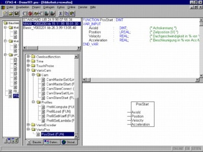 A software library of off-the-shelf, IEC conforming 'function blocks' simplifies packaging automation. Shown here is ELAU's sof