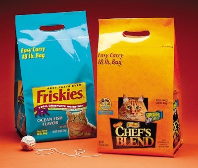 NestlÃ© is testing this new 18-lb bag, which is easier for consumers to carry and store. NestlÃ© is looking for pet-food pac