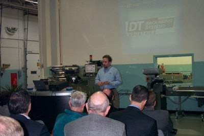 Several management representatives from DT Packaging Systems addressed attendees at the company's March 19 open house in Leomins