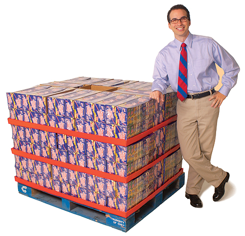 Lance's actual display pallet (right) has often gained premium store position at club stores.