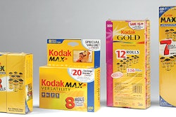 Kodak yellow is a strong visual brand identifier for the individual multipacks it sells to club stores (left) and in creating di