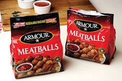 The new vf/f/s systems at ConAgra Foods can produce either pillow-style packs or four-corner-sealed stand-up bags like these.