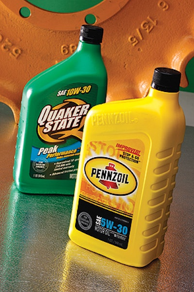 Supply-chain optimization software helped Pennzoil-Quaker State go from six vendors to two for plastic bottles like these.