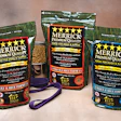Six-color, reverse flexo-printing on Merrick's stand-up pouches of dog food identifies the product variety and its benefits and