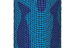 Shown here is a virtual Torengos container being tested under top-load conditions by computer-aided engineering specialists as p