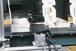 In GBF's semi-automatic packaging line, boxes are set up automatically (right) then loaded with literature before the components