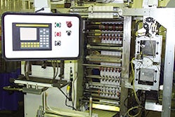 Housed in an isolated area, the refurbished vf/f/s machine produces 2' x 2' packets containing a pad and antiseptic solution. Th
