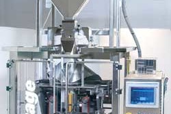 A single integrated controller (below) governs both the combination scale and the bagger (above) in Triangle's newer scale/bagge