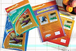 The standard Fosshield packs are shown at left (above). The back of a closed resealable bag and an empty unsealed bag shows the