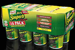 Redesigned multi-packs (left) earned packagers the PAC Gold award for decorated corrugated fiberboard.