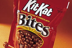 Kit Kat Bites are packaged in this 12-oz stand-up pouch on two lines that were moved to Hershey's Hazleton, PA, plant.