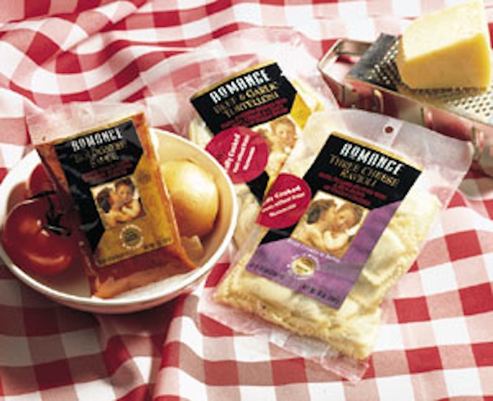 Romance Foods produces filled and unfilled cooked pasta and sauces (above). Packaged pasta goes through a microwave/convection p