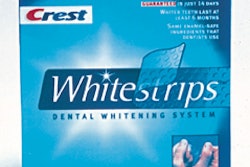 P&G's new Crest Whitestrips contain 56 individually wrapped dental whitening strips packed in this colorful folding carton.