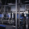 On the FBM 20 hf/f/s pouch machine, printed film is side-sealed (below left) as it indexes from left to right. In the 'duplex' m