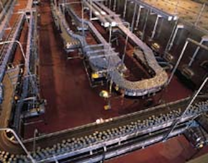 Touch screen (inset) provides centralized monitoring and control of the entire production line (below).