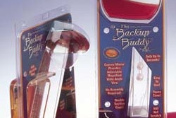 The impact of the mirrored product and graphics appeal of the offset-printed cardstock shine through the high-clarity clamshells