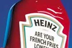 The new one-piece cap for Heinz Ketchup has a raised dome or deck to trap water, while a interior tube dispenses the product, no