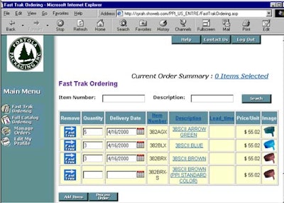 On the Fast Trak: Color photos and product descriptions simplify cap ordering.