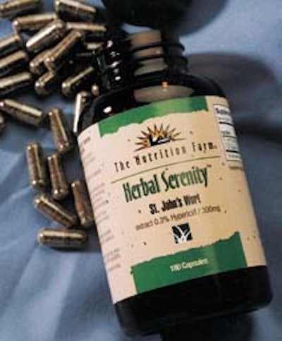 The Nutrition Farm's Herbal Serenity label (left) refers to the use of