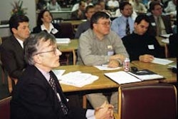 Keith Campbell (left), director of automation and integration for Hershey Foods, led the meeting.