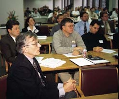 Keith Campbell (left), director of automation and integration for Hershey Foods, led the meeting.